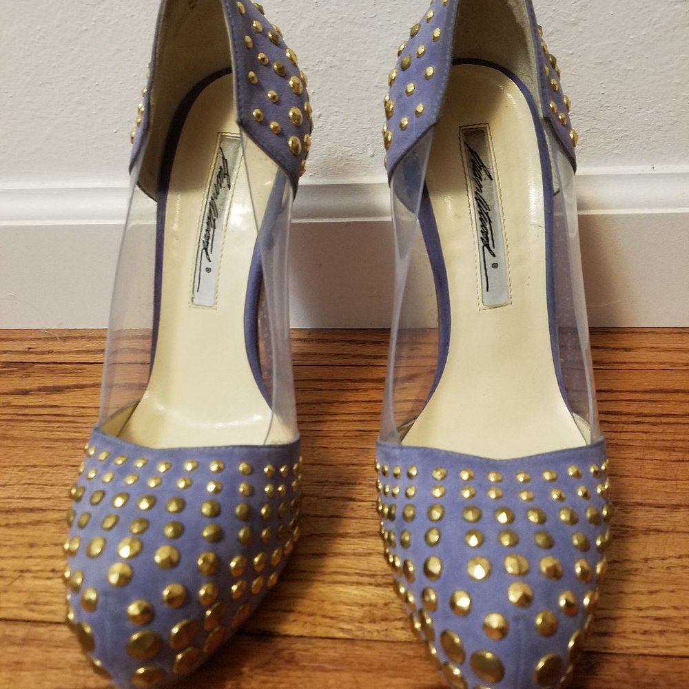 REDUCED Brian Atwood Suede Lilac Blue Gold Heels